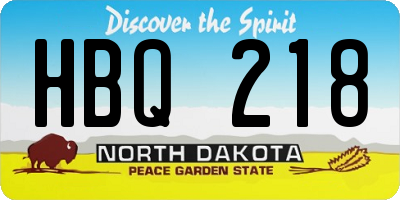 ND license plate HBQ218