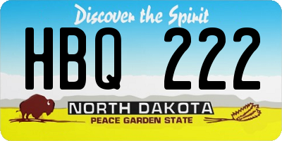 ND license plate HBQ222