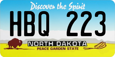 ND license plate HBQ223