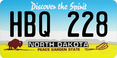 ND license plate HBQ228