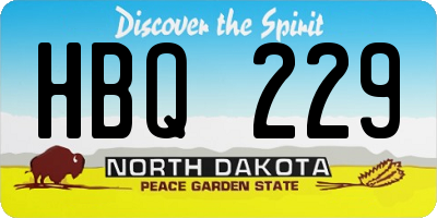 ND license plate HBQ229