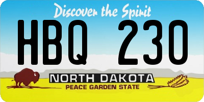 ND license plate HBQ230