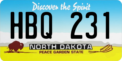 ND license plate HBQ231