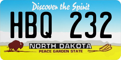 ND license plate HBQ232