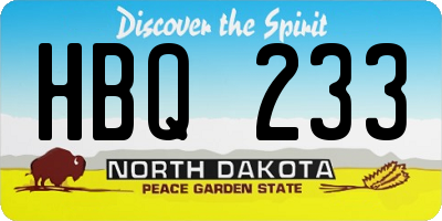 ND license plate HBQ233