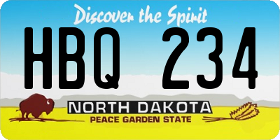 ND license plate HBQ234