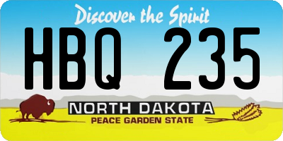 ND license plate HBQ235