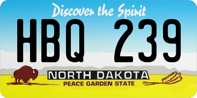 ND license plate HBQ239