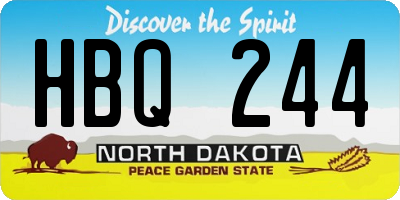ND license plate HBQ244
