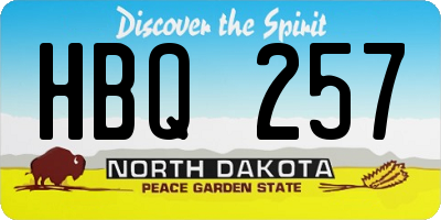 ND license plate HBQ257