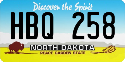 ND license plate HBQ258