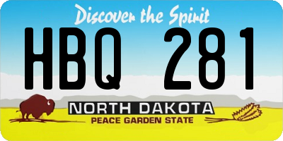 ND license plate HBQ281