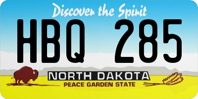 ND license plate HBQ285