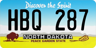 ND license plate HBQ287