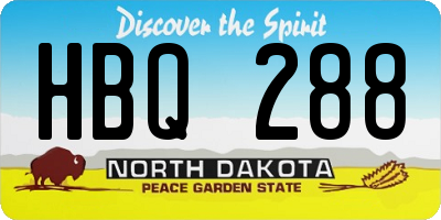 ND license plate HBQ288