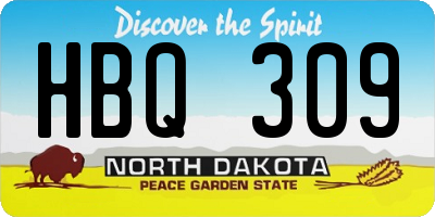 ND license plate HBQ309
