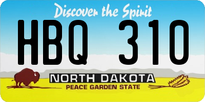 ND license plate HBQ310