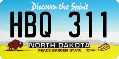 ND license plate HBQ311