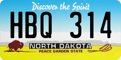 ND license plate HBQ314