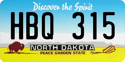 ND license plate HBQ315