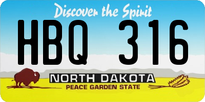 ND license plate HBQ316