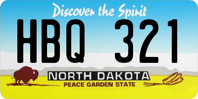 ND license plate HBQ321