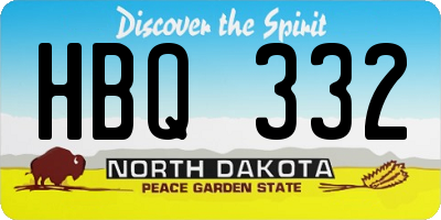 ND license plate HBQ332