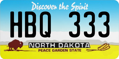 ND license plate HBQ333
