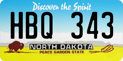 ND license plate HBQ343