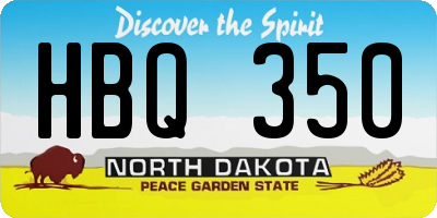 ND license plate HBQ350