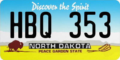 ND license plate HBQ353