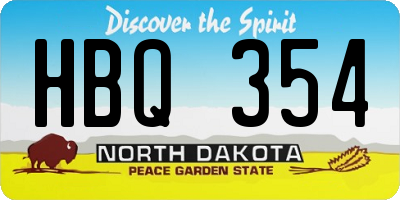 ND license plate HBQ354