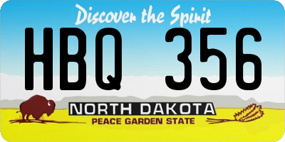 ND license plate HBQ356