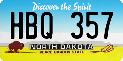 ND license plate HBQ357