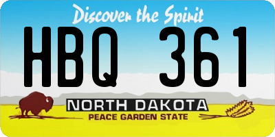 ND license plate HBQ361