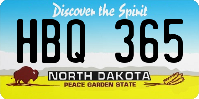 ND license plate HBQ365