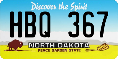 ND license plate HBQ367