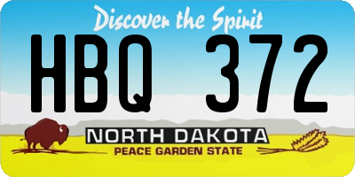 ND license plate HBQ372