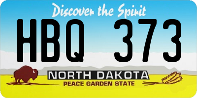 ND license plate HBQ373