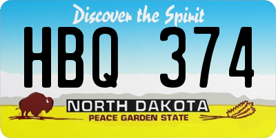 ND license plate HBQ374