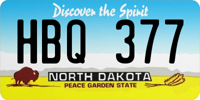 ND license plate HBQ377