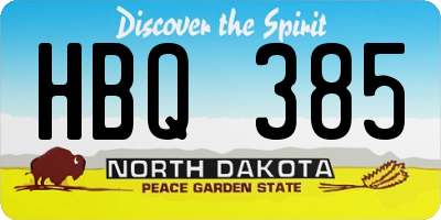 ND license plate HBQ385