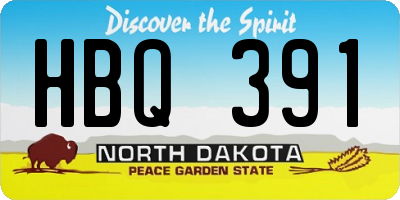 ND license plate HBQ391