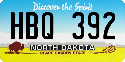 ND license plate HBQ392