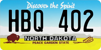 ND license plate HBQ402