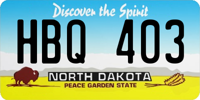 ND license plate HBQ403