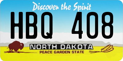 ND license plate HBQ408