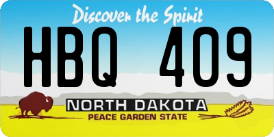 ND license plate HBQ409