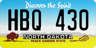 ND license plate HBQ430