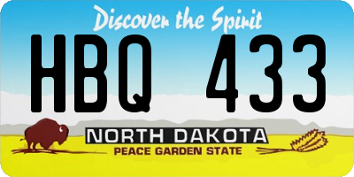 ND license plate HBQ433